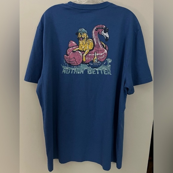 EUC Men’s IZOD Saltwater Blue Short Sleeve Tee w/Dog in Pool Graphic; Size XXL - Picture 2 of 8